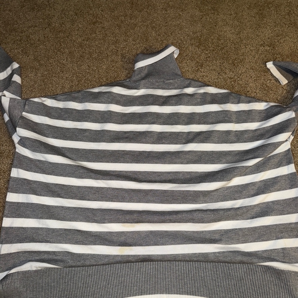 Adrianna Papell Gray and White Striped Turtleneck Sweater - Picture 5 of 5